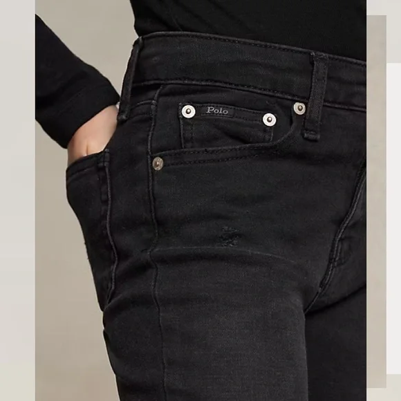 Ralph Lauren Skinny High Rise Black Jeans - Picture 5 of 10